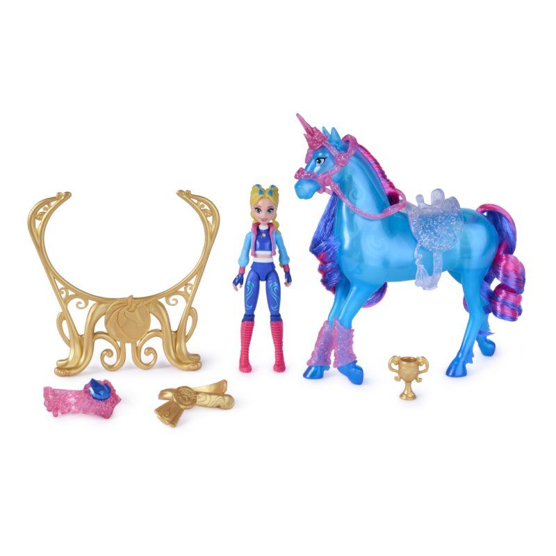 Unicorn Academy, Train & Glow River Unicorn with Isabel, 3 Training Accessories & Light up Effect, Dolls & Unicorn Toys