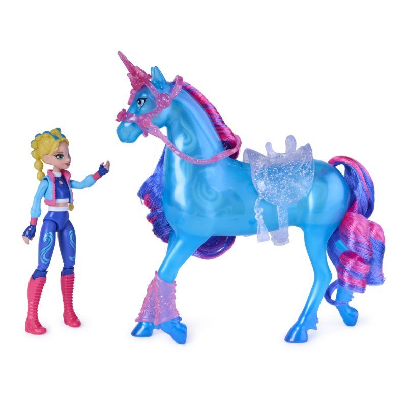 Unicorn Academy, Train & Glow River Unicorn with Isabel, 3 Training Accessories & Light up Effect, Dolls & Unicorn Toys