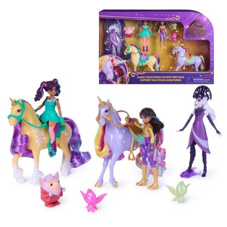 Unicorn Academy , Magic Unleashed Adventure Pack with Sophia, Ava, Ravenzella, Wildstar, Leaf & more, Dolls & Unicorn