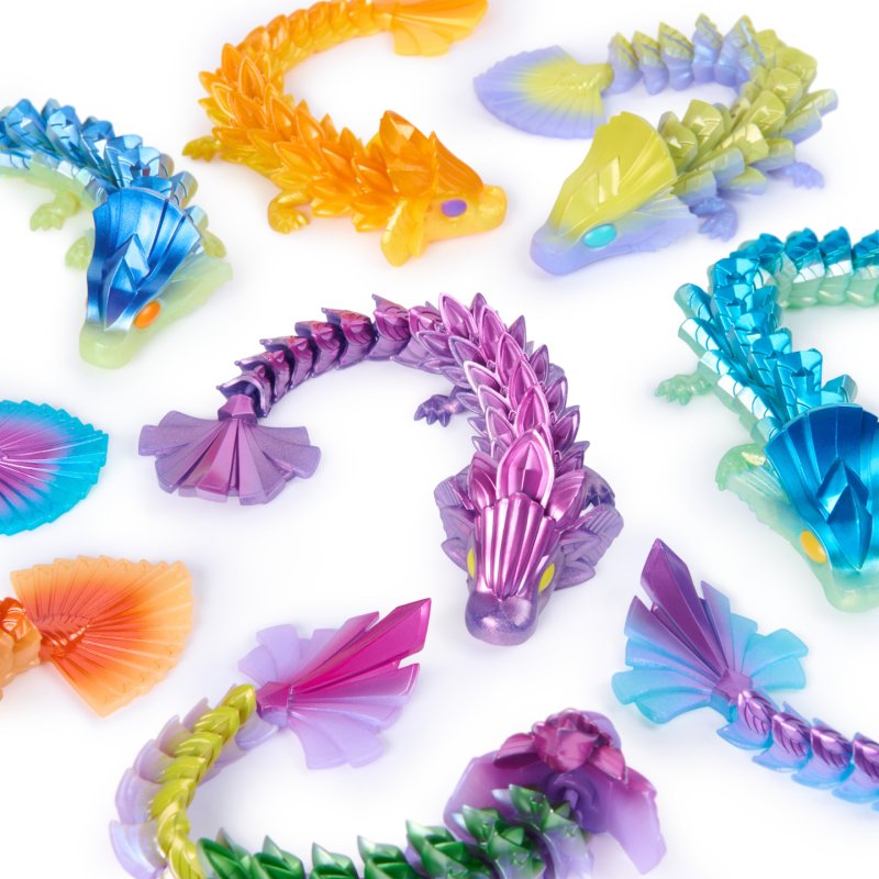 CrystaLynx Dragons, 9-inch Collectible Articulated Dragon Toy Figure for Kids & Adults, Blind Box, Fidget Toys for Home