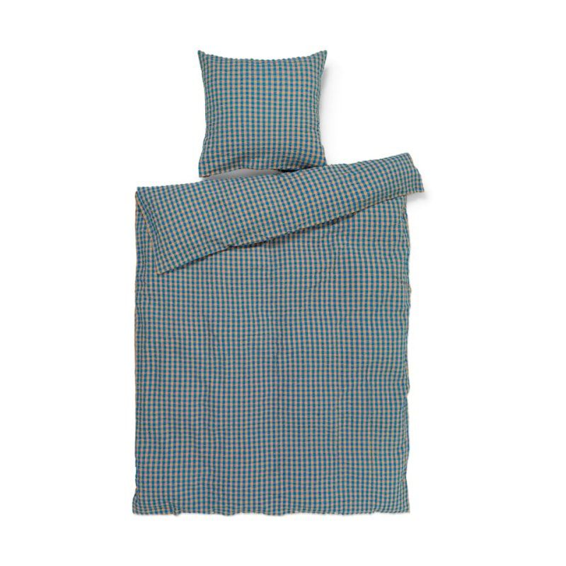 Juna - Bæk&Bølge Bed Linen 140x200 cm - Blue & Okker