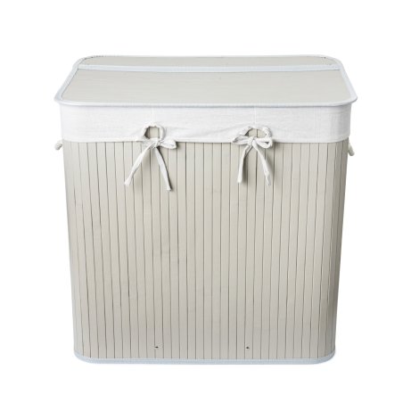 Nordis - Bamboo Laundry Basket with 3 Compartments - Grey - 60 x 40 x 60 cm