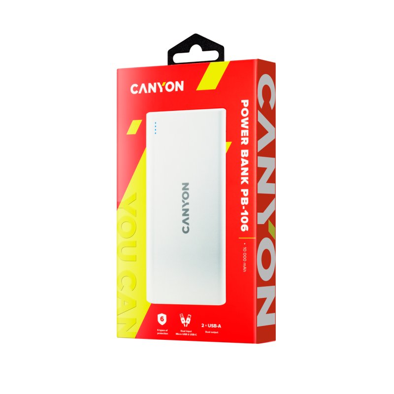 Canyon PB-106 Lithium Polymère (LiPo) 10000 mAh Blanc