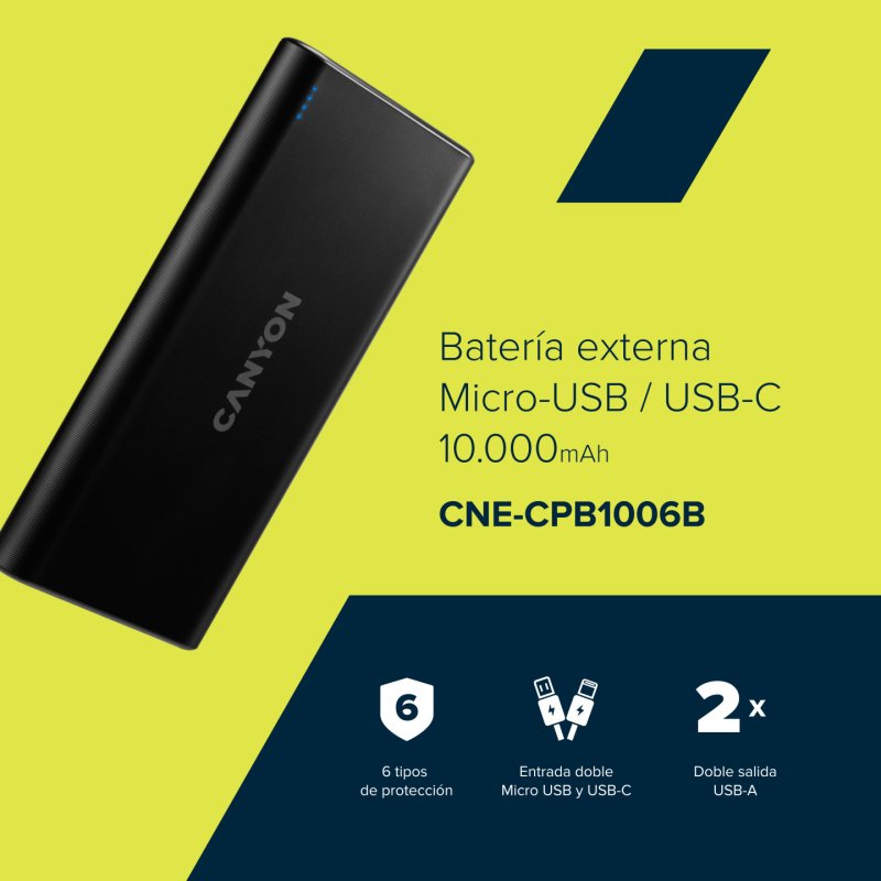 Canyon PB-106 Powerbank 10.000 mAh black