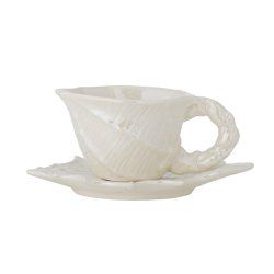 Bloomingville - Shellie Cup with Saucer - White - Stoneware