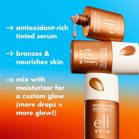 e.l.f. SKIN Bronzing Drops Liquid Bronzer for Face and Skin Infused with Vitamin E Vegan and Cruelty-Free Pure Gold