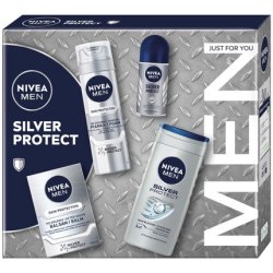 Niveaset Silver Protect Collection - Shaving Foam 200ml, Aftershave Balm 100ml, Roll-On Antiperspirant 50ml, Shower Gel