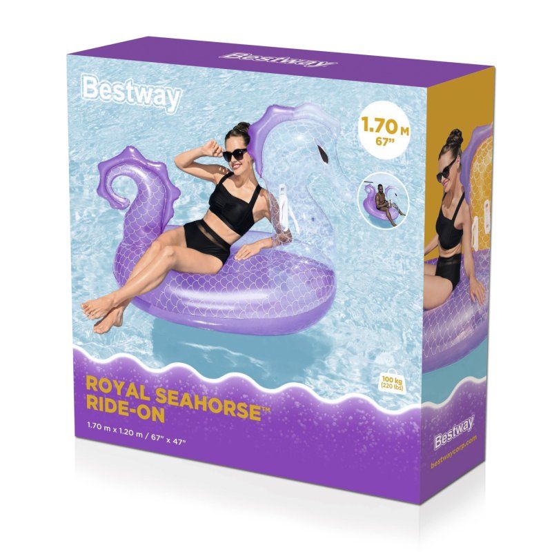 Bestway Bouée à chevaucher hippocampe Royal Seahorse 1,70 m x 1,20 m