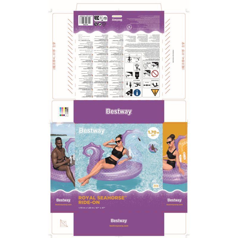 Bestway Bouée à chevaucher hippocampe Royal Seahorse 1,70 m x 1,20 m