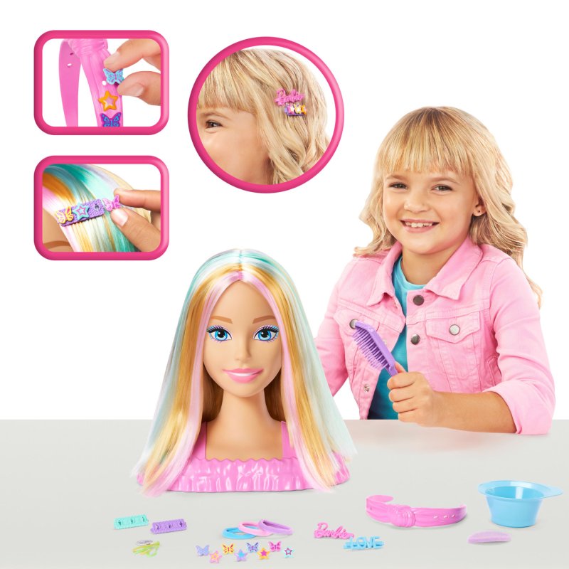 Barbie Doll Styling Head, Blonde Hair with 20 Hair Styling Accessories