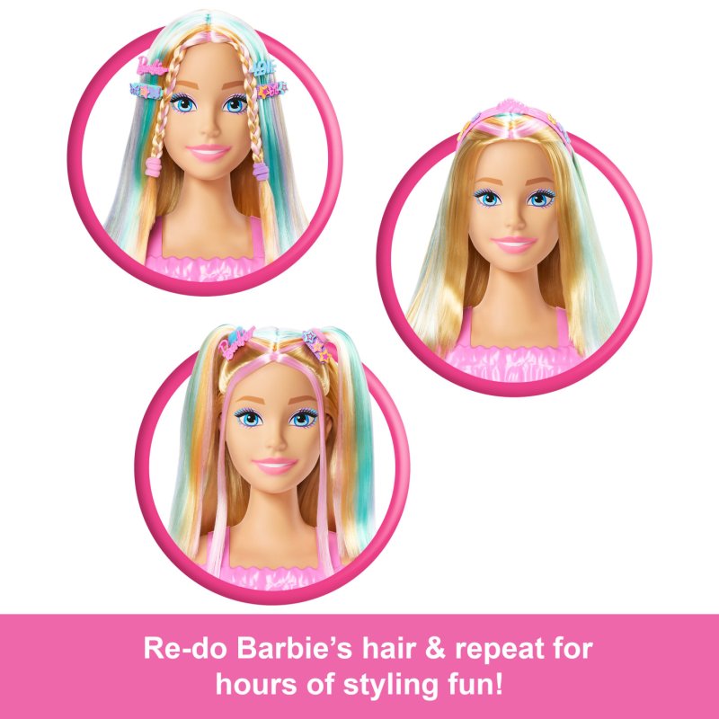 Barbie Doll Styling Head, Blonde Hair with 20 Hair Styling Accessories