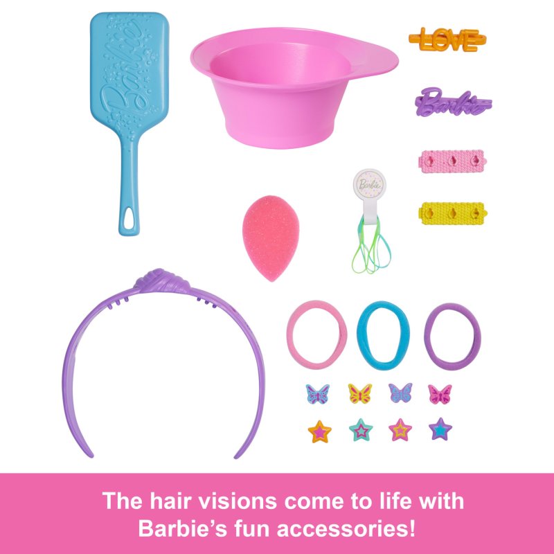 Barbie Doll Styling Head, Brown Hair with 20 Hair Styling Accessories