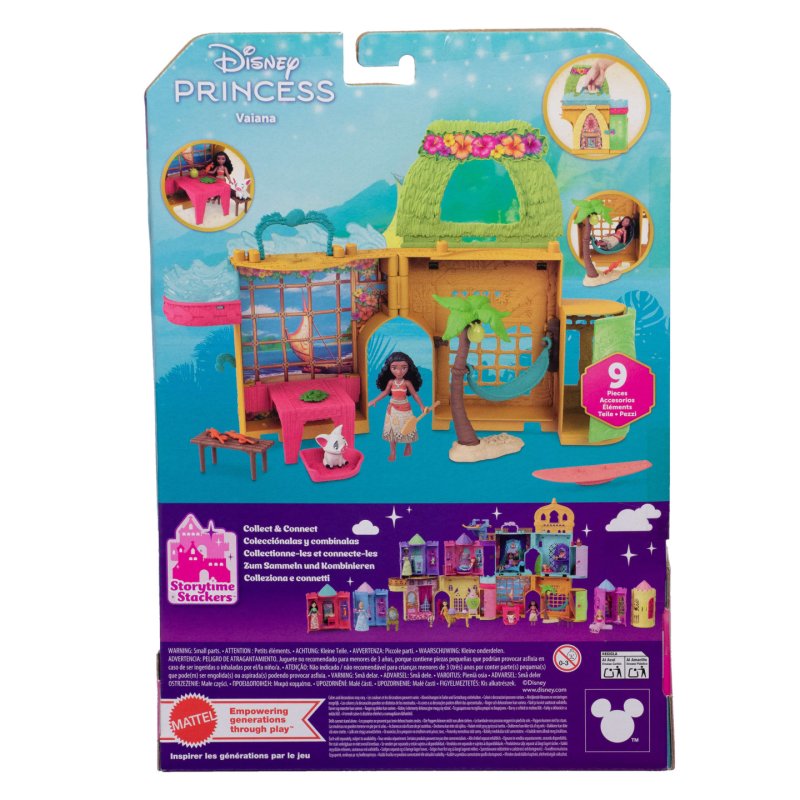Disney Princess Vaiana Storytime Stackers Doll House with Small Doll, Animal Friend & 9 Accessories