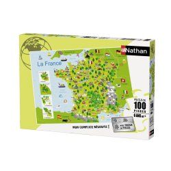 Nathan 86732 - Puzzle - Tarjeta de Francia - 100 Piezas