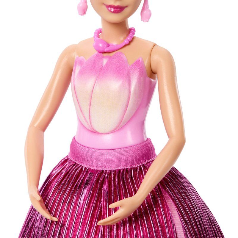 Barbie Petal Pop Scented Fashion Doll with Pink Tulip Dress, Reveal Accessories like Bunny & More