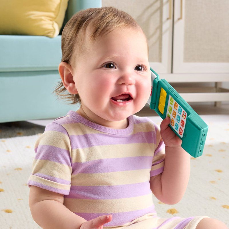 Fisher-Price Laugh & Learn Flip Phone, Baby & Toddler Musical Learning Activity Toy, Multilanguage Version