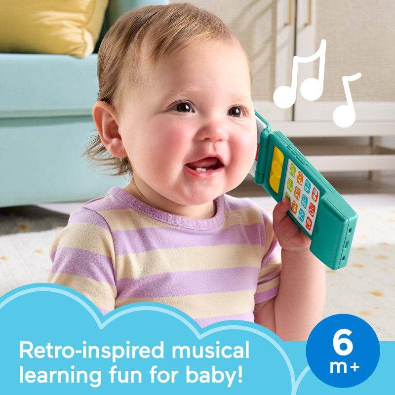 Fisher-Price Laugh & Learn Flip Phone, Baby & Toddler Musical Learning Activity Toy, Multilanguage Version