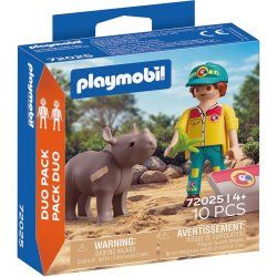 Playmobil 72025 - Duo Soigneur et Rhinocéros