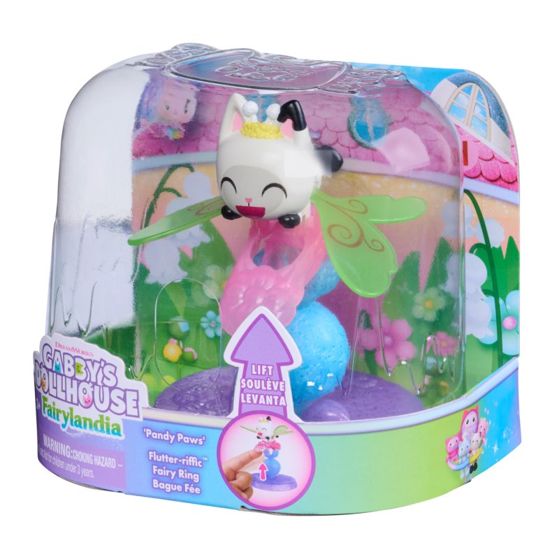 Gabby's Dollhouse Fairylandia, Baby Box Cat Flutter-riffic Fairy Ring with Display Stand, Kids Toys for Girls & Boys