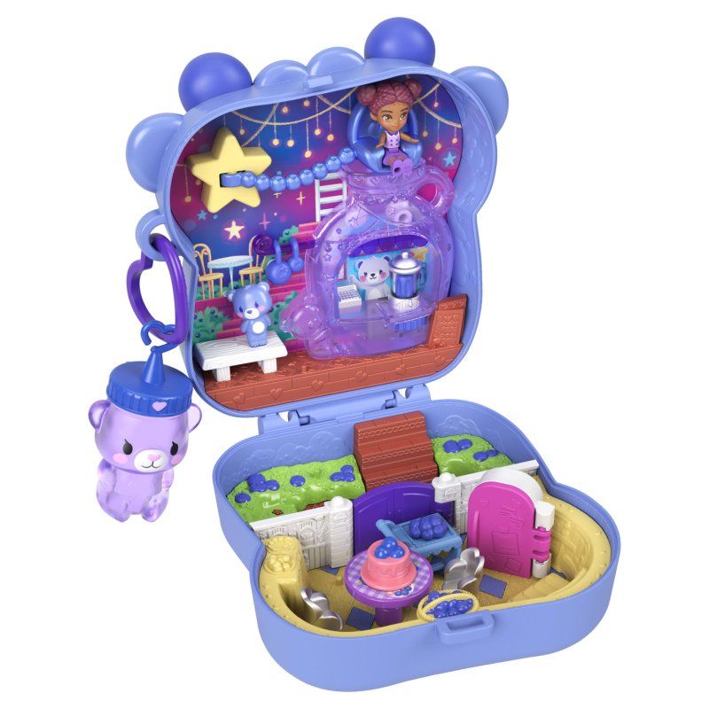 Polly Pocket Blueberry Besties Compact Playset with 1 Micro Doll and Pet, Travel Toy with Fruit Accessories