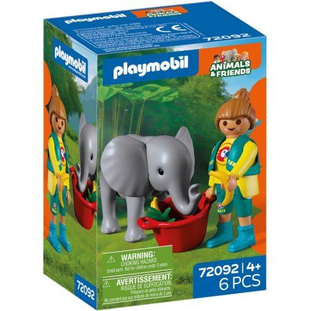 Playmobil Zoo : Éléphanteau et gardien de zoo