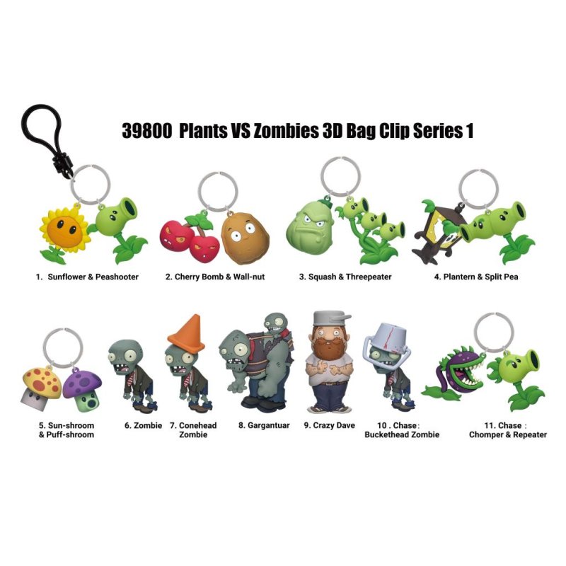 PLANTS VS ZOMBIES - Series 1 - 3D Foam Bag Clip (Display 24 Pcs)