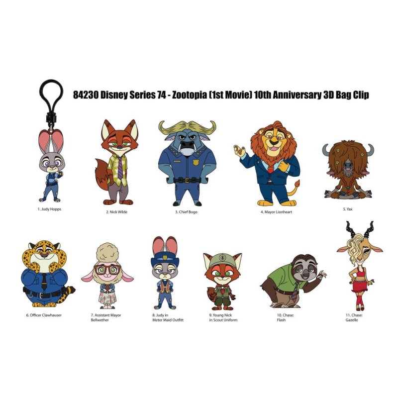 ZOOTOPIE - Series 73 - 3D Foam Bag Clip (Display 24 Pcs)