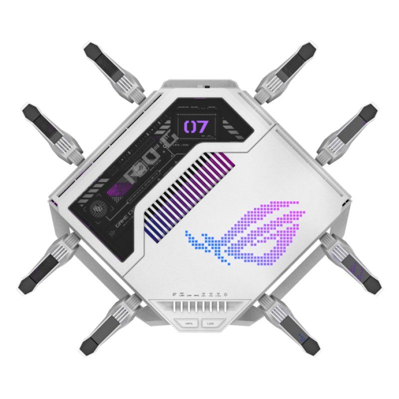 ASUS ROG Rapture GT-BE19000AI wireless router 10 Gigabit Ethernet Tri-band (2.4 GHz / 5 GHz / 6 GHz) White