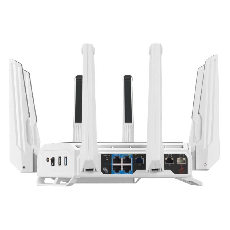ASUS ROG Rapture GT-BE19000AI wireless router 10 Gigabit Ethernet Tri-band (2.4 GHz / 5 GHz / 6 GHz) White