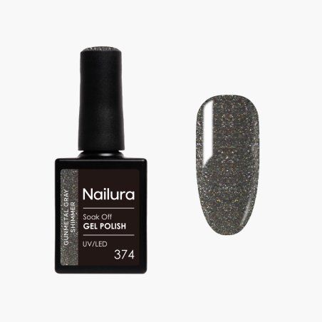 Nailura - Gel Polish 374 - Gunmetal Gray Shimmer - 10 ml