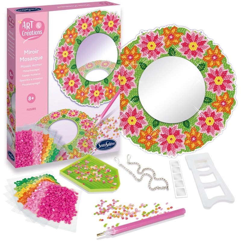 MIROIR MOSAIQUE FLEURS