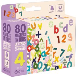 JEUJURA MAGNETS BOIS 80 LETTRES MINUSCULES ET CHIFFRES