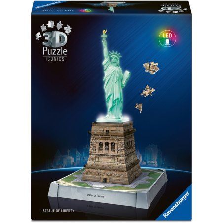3D Puzzle Iconics: Freiheitsstatue - mit Licht (108 Teile)