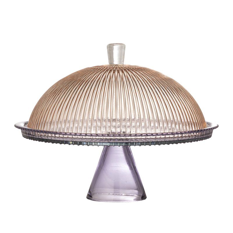 Bloomingville - Tayo Cake Tray with Dome - Multi - Glass