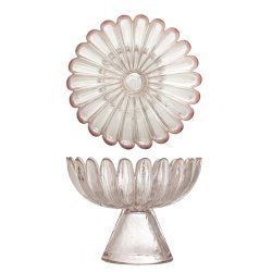 Bloomingville - Nalu Pedestal Bowl - Rose - Glass