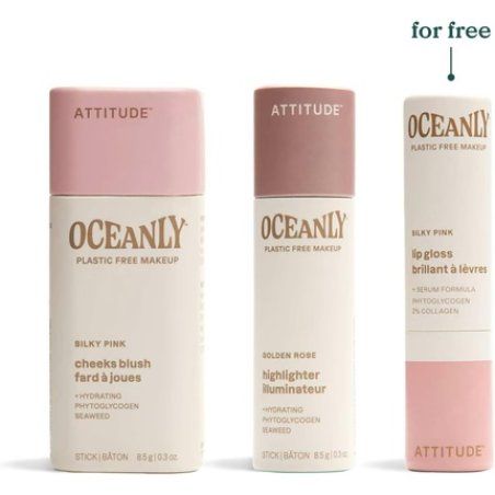 ATTITUDE Silky Pink Makeup Trio Set EWG Verified Titanium Dioxide-Free Plant and Mineral-Based Ingredients Vegan Beauty