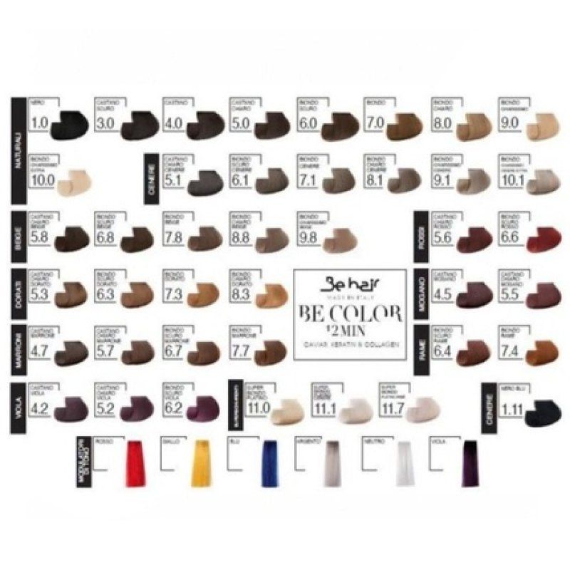 Be Hair Be Color 12 Min Permanent Hair Dye Cream Ammonia-Free 5.7 Light Chestnut Brown Color 100ml with Caviar Extract,