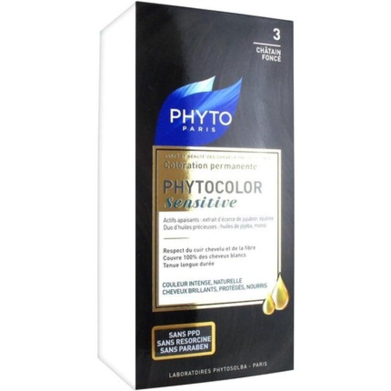 Phyto Color Permanent Hair Color Sensitive 3 Dark Brown