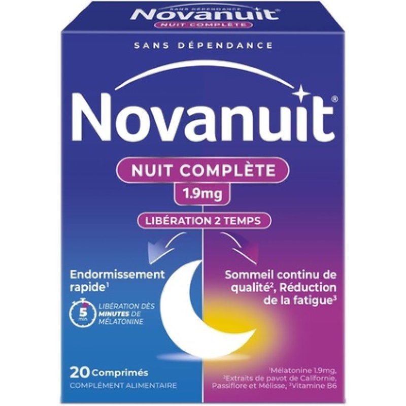 Novanuit Complete Night Melatonin 19mg Herbal Supplement with Vitamin B6