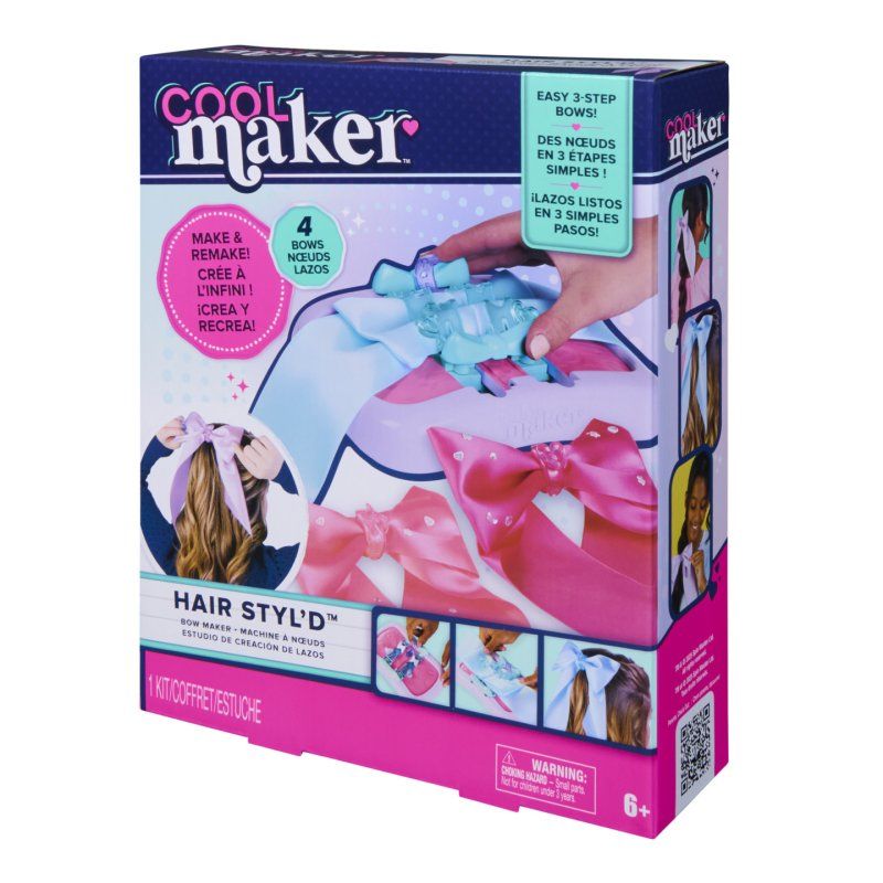 Cool Maker , Hair Styl’d Bow Maker, Make & Remake 4 Bows, Hair Accessories Arts and Crafts Kit, Kids Toys for Girls