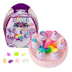Hatchimals Alive, Rainbow Hatchery, Coffret avec 6 mini-figurines dans des œufs qui entraînent un changement de