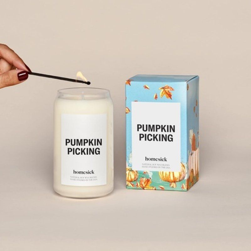 Homesick Premium Scented Candle Pumpkin Picking 1375 Oz 6080 Hour Burn Natural Soy Blend Candle Home Decor Relaxing