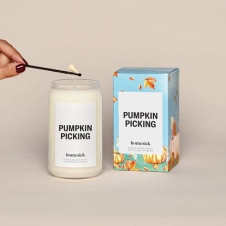 Homesick Premium Scented Candle Pumpkin Picking 1375 Oz 6080 Hour Burn Natural Soy Blend Candle Home Decor Relaxing