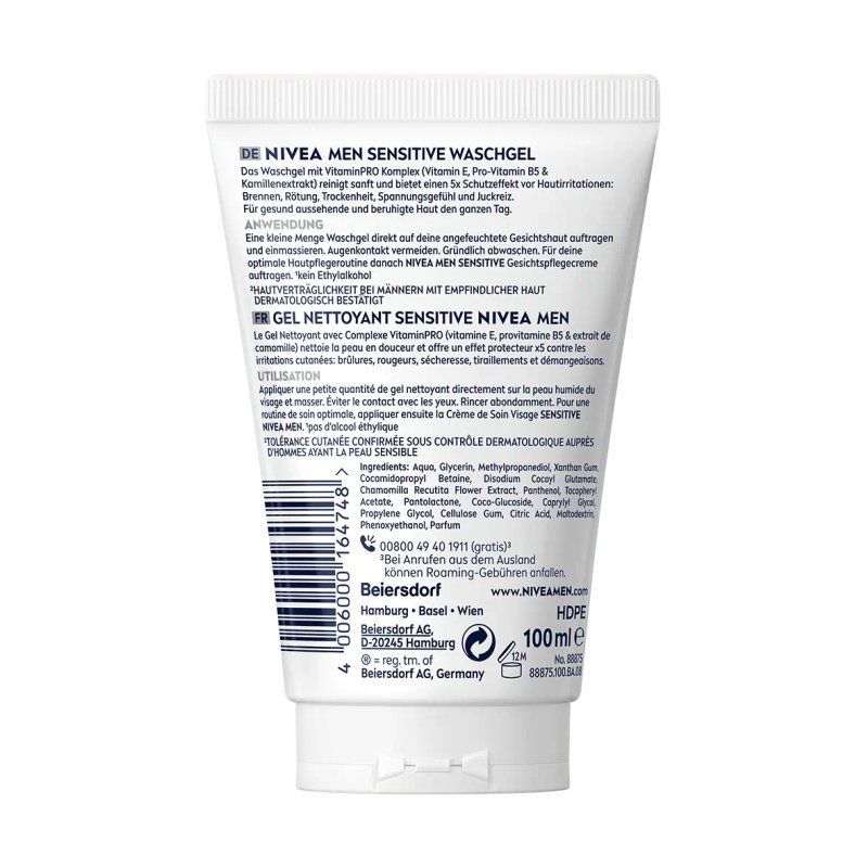 Nivea Men Sensitive Wash Gel 100ml Tube