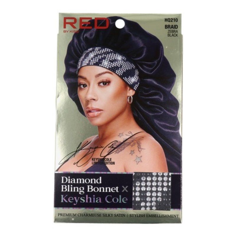 Red Kiss Diamond Bling Bonnet Braid Black Zebra