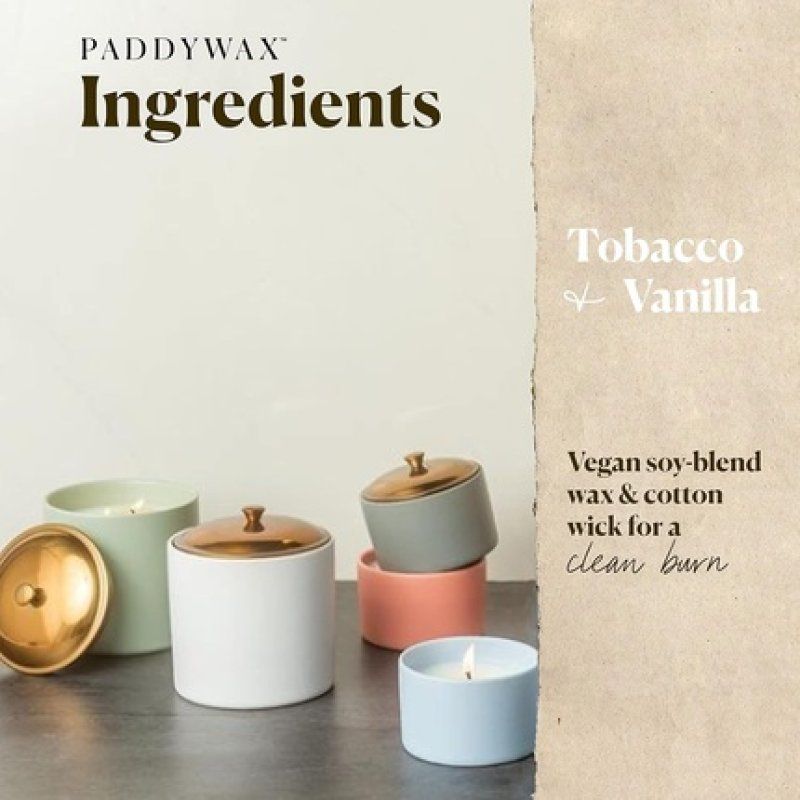 Paddywax Candles Hygge Collection Scented Candle 15oz Tobacco Vanilla
