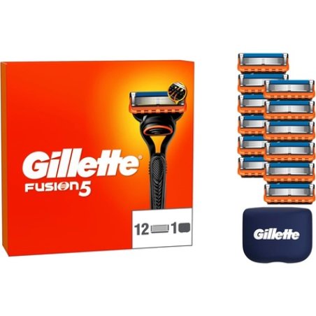 Gillette Fusion5 Replacement Blades with Larger Lubricating Strip - Pack of 12