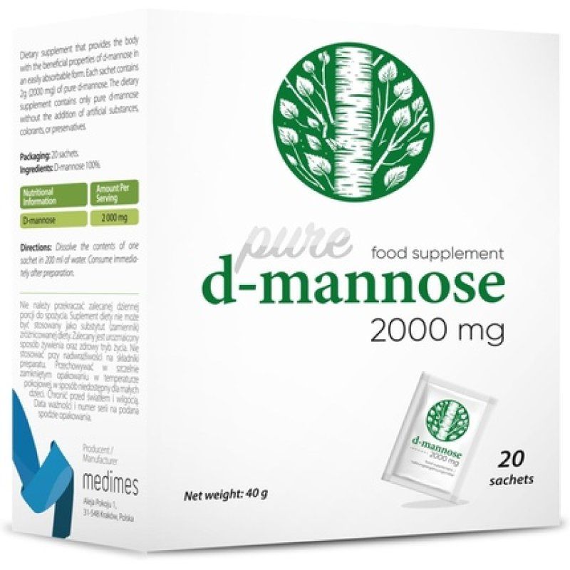 D-Mannose 2000mg 20 Sachets 100% Natural Dietary Supplement