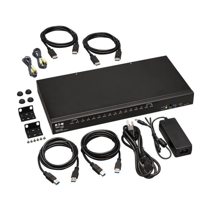 Tripp Lite B024-DPU16 16-Port DisplayPort/USB KVM Switch with Audio/Video and USB Peripheral Sharing, 4K 60 Hz, 1U