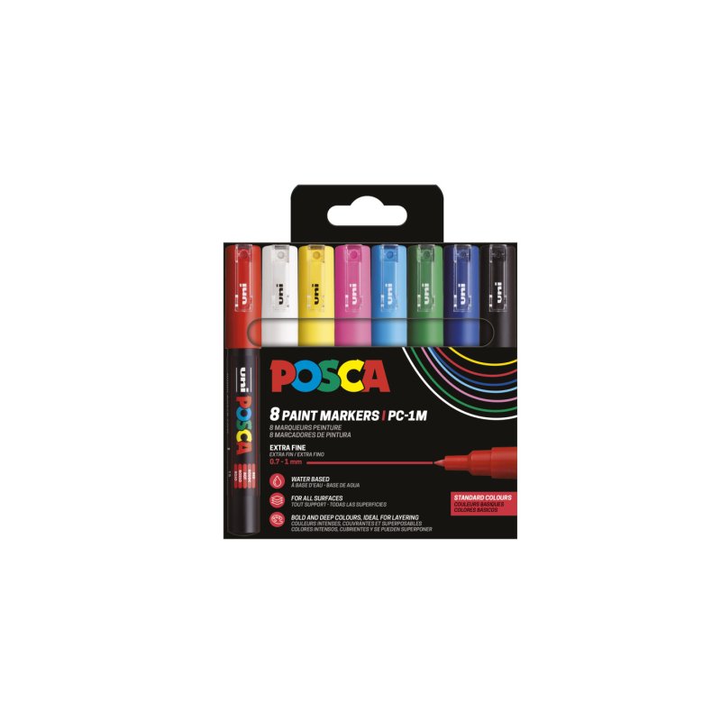 Posca - Extra Fine Tip Pen, 8 pc (401651)